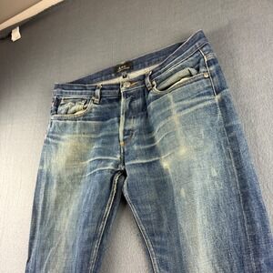 APC Jeans Men's 31x32 Blue Selvedge Petit New Standard Denim Distressed Faded
